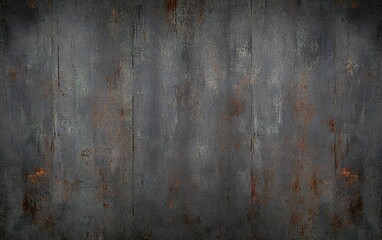 Poster - Textured metal wall with rust and patina providing an industrial backdrop in a dimly lit environment