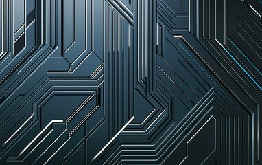 Poster - Abstract dark circuit board design with intricate lines and patterns showcasing modern technology and digital connections