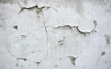 Cracked concrete wall displaying signs of aging and wear in an urban setting under natural light