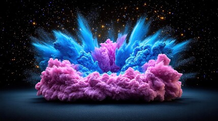a photostock images of a stunning galaxy with pink, blue, and purple nebula clouds, isolated on whit