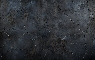 Poster - Textured dark gray concrete surface with visible cracks and imperfections, ideal for use in artistic or architectural designs