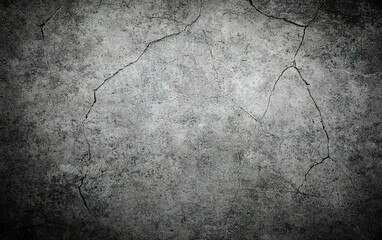 Poster - Rough concrete wall with visible cracks and texture in an industrial setting during daylight
