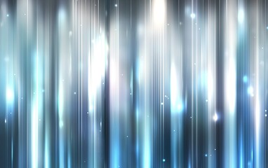 Dynamic blue and silver abstract background with vertical light streaks and soft glowing elements in a digital art style