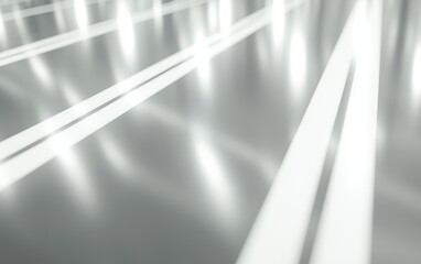 Poster - Abstract close-up of reflective metallic surface with bright lines creating a dynamic pattern in an indoor setting