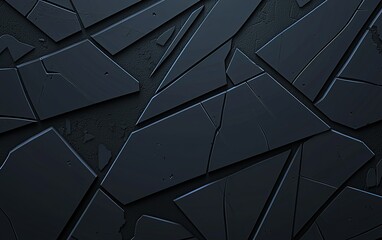 Poster - Dark abstract texture of broken pieces creating a geometric pattern on a rough surface