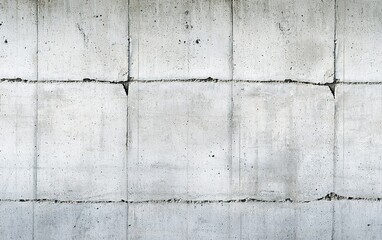 Poster - Concrete wall with visible texture, cracked surface, arranged in rectangular panels during daylight in an urban setting
