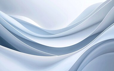 Poster - Soft blue and white abstract wave patterns create a calming visual effect in a minimalistic design environment