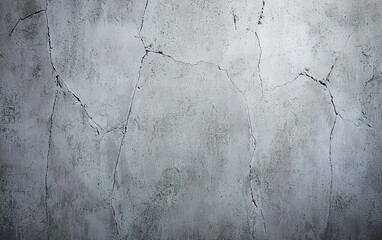Poster - Cracked concrete wall texture showcasing uneven surface and gray tones in indoor setting illuminated by natural light