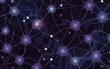 Poster - Intricate network of neurons illuminated in a digital abstract design showcasing the complexity of neural connections