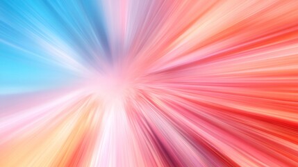Fototapete - The artwork showcases a vibrant burst of light with radiant rays extending outward in a blend of blue and red hues, evoking a sense of movement and energy
