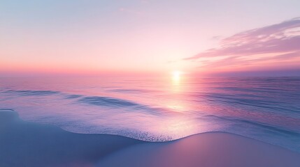 Wall Mural - the first light of dawn illuminating the horizon casting soft pastel colors across a calm ocean and 