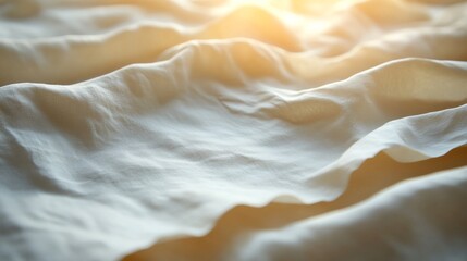 Fototapete - The delicate texture of softly draped fabric is highlighted by warm sunlight streaming in, creating a peaceful atmosphere in the morning light.