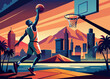© Natallia - Basketball game vector illustration. Professional american basketball player
