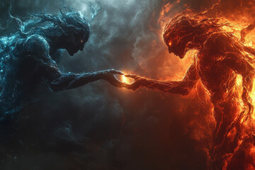Poster - a divine hand splitting darkness with light, symbolizing the creation of day and night. concept of c