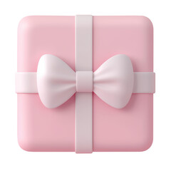 Wall Mural - 3D pink gift box with a decorative bow, ideal for festive, holiday, or gift-themed visualizations and product mockups. Isolated on transparent background, png.