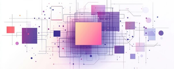 Poster - Abstract minimalist  illustration with geometric shapes and lines on a white background, featuring a futuristic and technological design