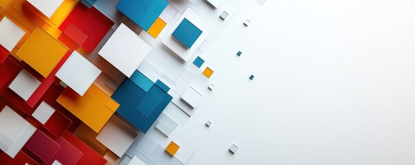 Poster -  background with colorful squares and geometric shapes in a modern abstract design for digital and graphic projects