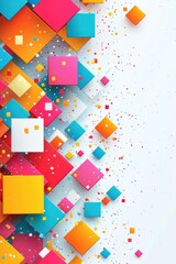 Poster - Vibrant  background with colorful squares and dynamic confetti design for modern abstract concepts and creative decoration