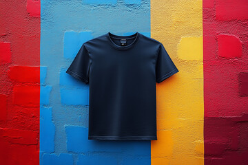 Wall Mural - black tshirt mockup, woman model