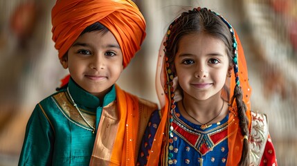 India Independence Day. Portrait of a boy and girl