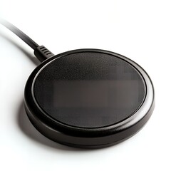 Black wireless charger with cable.