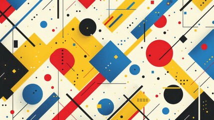 Wall Mural - abstract geometric bauhaus pattern poster with overlapping shapes and primary colors. minimalist des