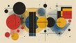 © Niphaphan - Abstract geometric Bauhaus pattern poster with overlapping shapes and primary colors. Minimalist design. Vector art