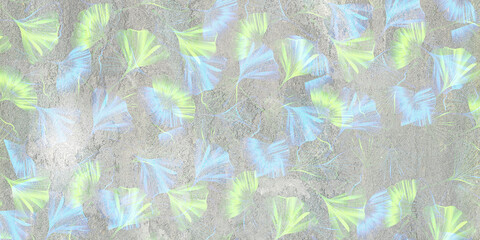 Wall Mural - Grunge concrete wall with ornaments and prints. Digital tiles design. 