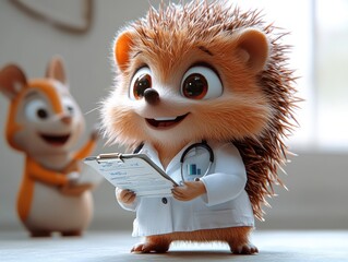 Wall Mural - Cute Hedgehog Doctor