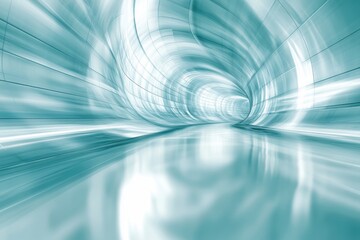 Poster - A mesmerizing blue tunnel with swirling patterns and reflective surfaces in an abstract environment