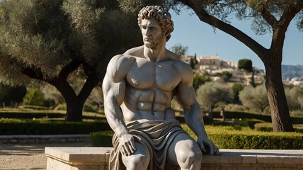 very stoic Greek or Roman man, stoicism, macho man, masculine. Muscular Roman. Stoic Roman. Gym bro. Muscular motivation.