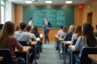 © yuntunen - Out of focus background of educational classroom or lecture hall. Academic learning, college environment, or school activity. Student life, teaching, or professional development concept