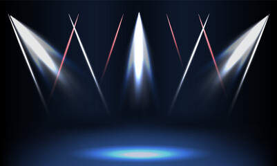 Poster - Dynamic stage lighting creating an atmospheric effect for an upcoming performance in a concert hall setting