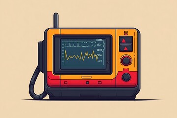 A vintage electronic device with an antenna and buttons.