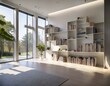 © Jean - this bright room features floating shelves with invisible books which can only be identified by the shadows cast on the wall the room s modern design and clean lines emphasize simplicity