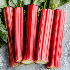 Wall Mural - Fresh red rhubarb stalks ready to be used.