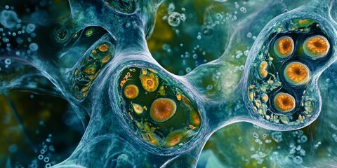 Aufkleber - Microscopic view of plant cytoplasmic streaming, showing dynamic movement of organelles within the cell