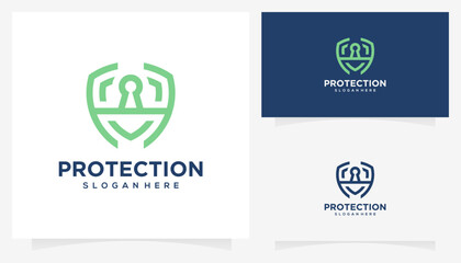 Wall Mural - Vector shield protection with letter H icon symbols. Abstract security and initial logo design ideas.