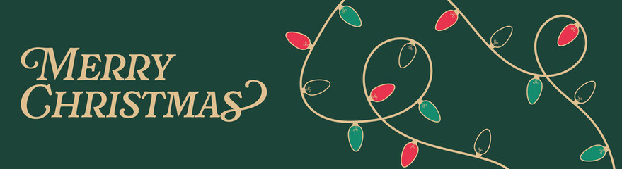 Wall Mural - christmas banner with christmas lights background illustration. festive design template. merry chris