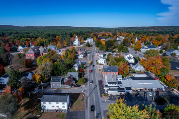 Aerial view of Townsend, Massachusetts in autumn 