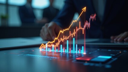 Futuristic 3D stock market growth chart for marketing illustrations