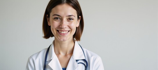 a young energetic female doctor with short hair radiates positivity while working in her sterile sur