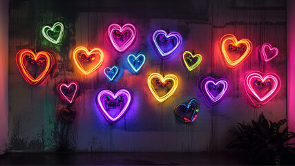 dark neon love heart 