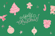 © venimo - Vector whimsical christmas line illustrations, merry christmas and festive vibes,  line shapes and forms, icons and design elements in line style