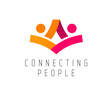 © Vector Tradition - Community connect people together icon, teamwork or union and family. Vector emblem represents two abstract human figures, conveying support, social services, networking, cooperation and social bonds