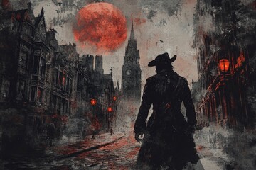 Wall Mural - Vampire in the town - generative ai