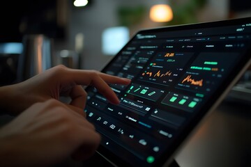 Poster - Close up of a Person's Hands Interacting With a Tablet