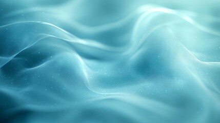 Fototapete - Delicate blue fabric flows gracefully, forming smooth waves that catch light subtly and enhance the tranquil ambiance of the space.