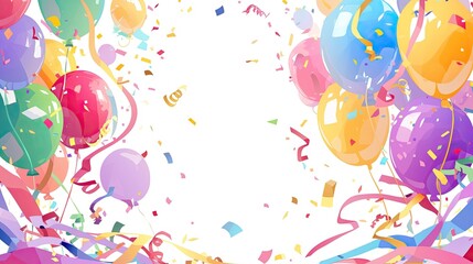 Poster - Colorful balloons and confetti create a festive atmosphere for a celebration in an abstract background, perfect for events like birthdays, anniversaries, or holidays