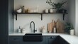 © Angel - Modern Kitchen Design with Open Shelves and Black Sink